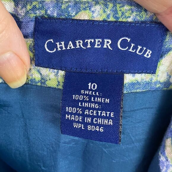 Charter Club Linen Wrap Blue Skirt Size 10 - Picture 4 of 4